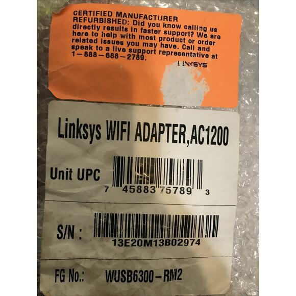 Linksys WUSB6300 Dual-Band AC1200 Wireless USB 3.0 WIFI Adapter -MFR refurbished - Picture 8 of 9